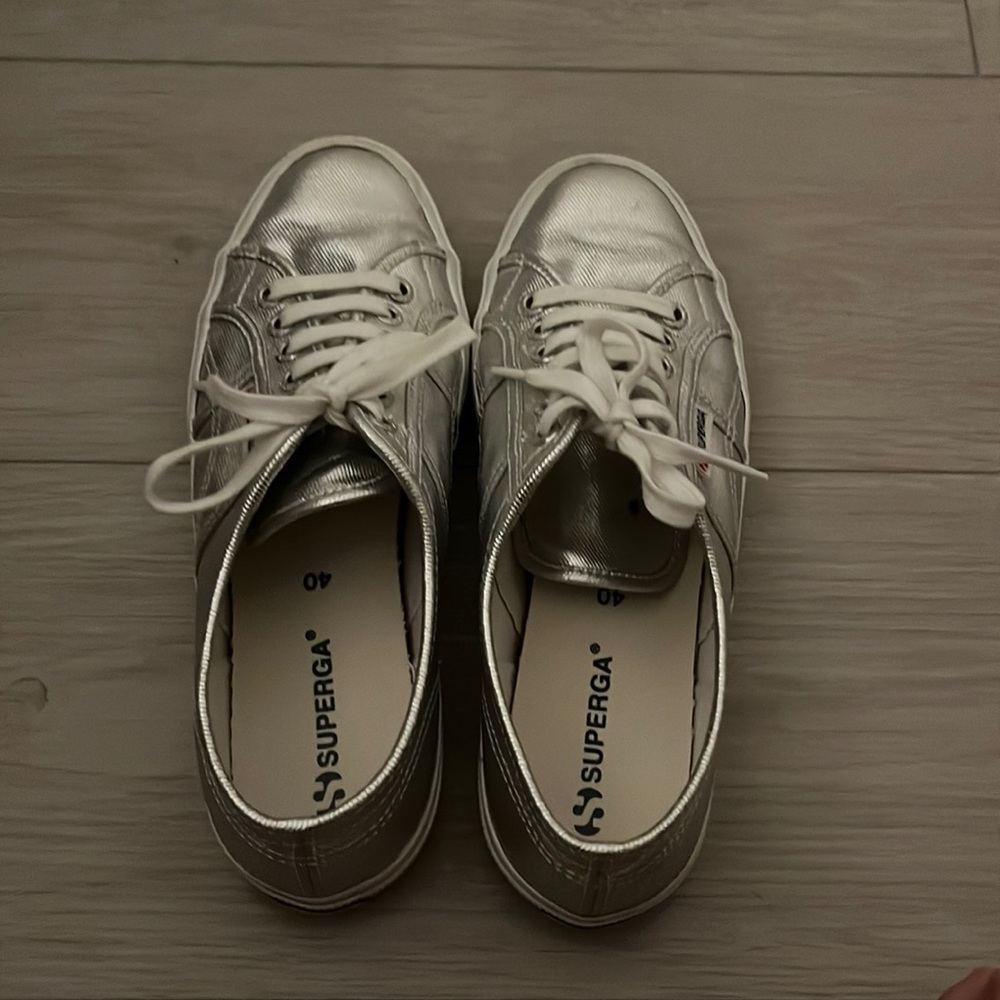 Superga Metallic Silver Sneakers